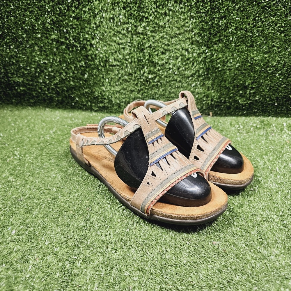 NAOT Odelia Tan Leather Aztec Patern Comfort Sandals Womens Size 39 US 8‎